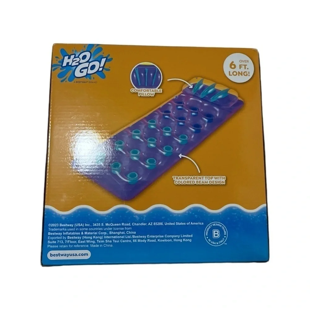 NEW H2O Go Summer Colors Deluxe Floating Mat 6 Ft Long